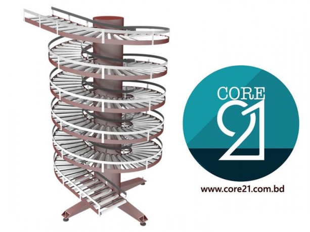 Vertical gravity spiral conveyor